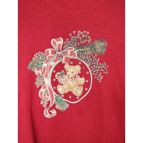 Vintage Christmas Sweatshirt Teddy Bear Grandma Womens Large - Picture 2 of 7